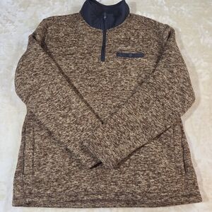 Eddie Bauer Men's Fleece Pullover Pockets Sz L Brown